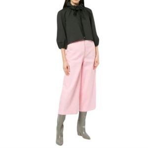 Tibi Women's Blue Knitted Wide Collar Top with Double Drawstring. Size XS.